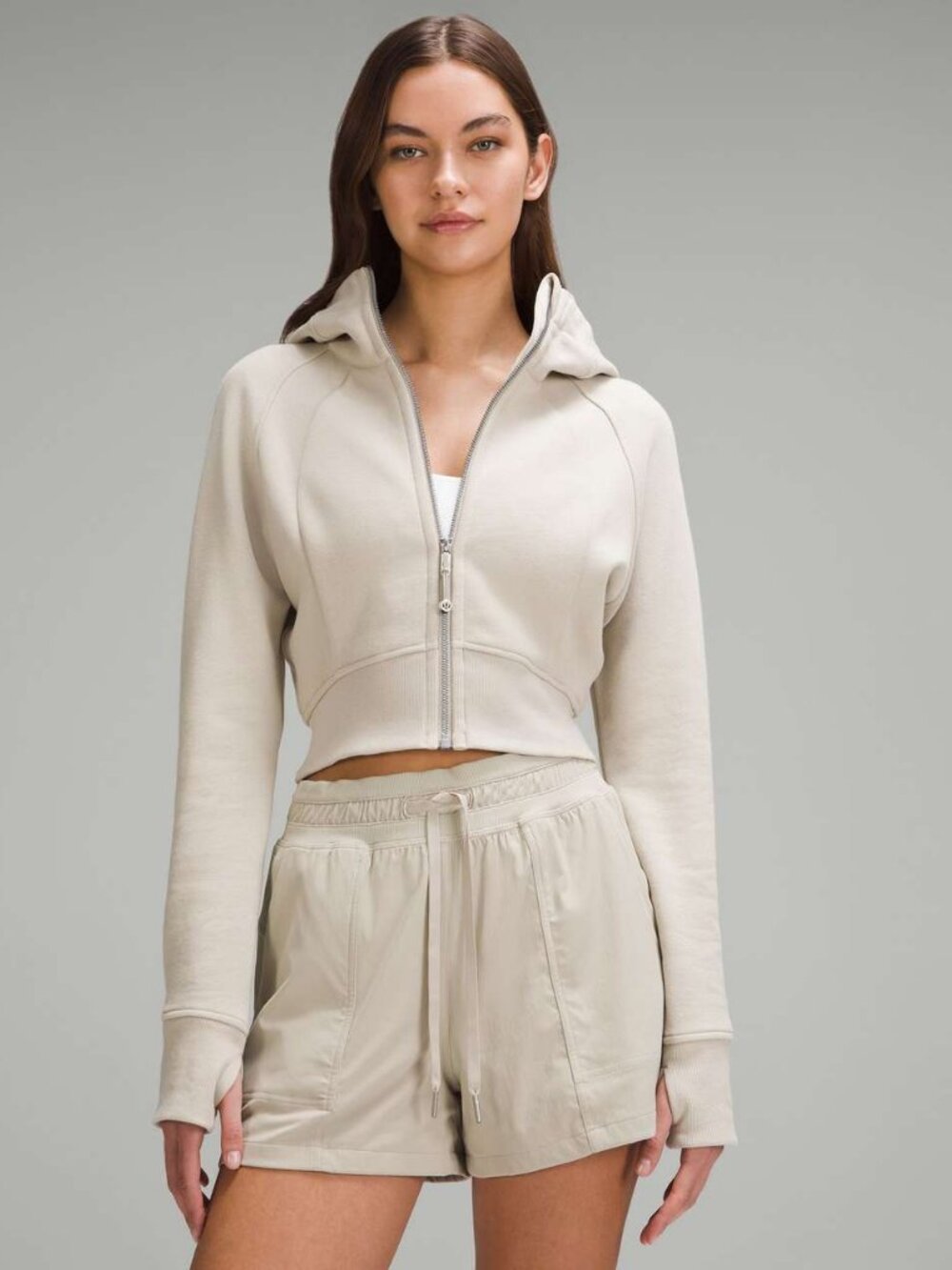 lululemon Scuba Full-Zip Cropped Hoodie Mojave Tan